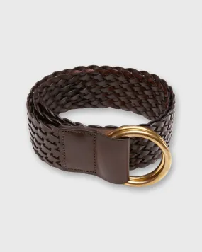 2" Double O-Ring Woven Belt in Chocolate Leather