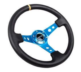 (350mm / 3in. Deep) Blk Leather w/Blue Cutout Spoke & Single Yellow CM