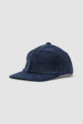 6 Panel Water-Repellent Suede Cap - Navy