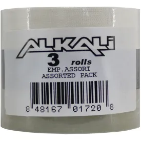 Alkali Hockey Tape Assorted 3-Pack - 1 Clear/1 Black/1 White