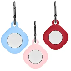 Apple Airtags-(2021) (FOSO) Silicone Airtag Case, Four Leaf  Protective Cover - Blue, Pink & Dark Red