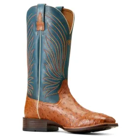 Ariat Men's Brandin' Ultra Antique Tan Full Quill Ostrich Exotic Western Boots 10046963