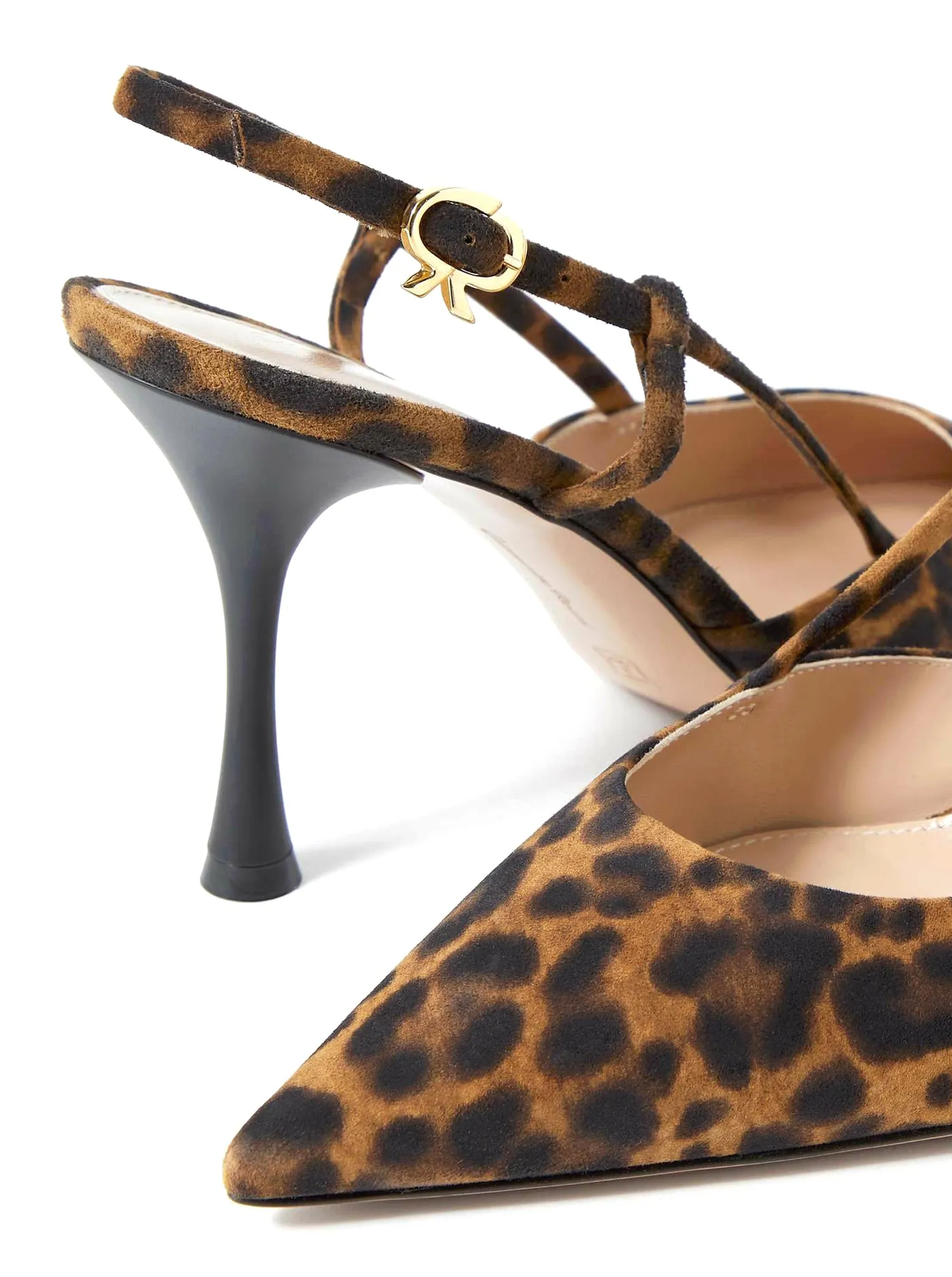 Ascent leopard print suede slingback décolleté