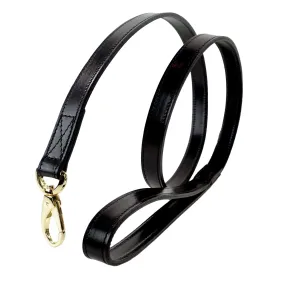 Belmont Dog Leash in Jet Black & Gold