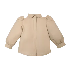 Boa Leather Blouse | Light Beige Leather