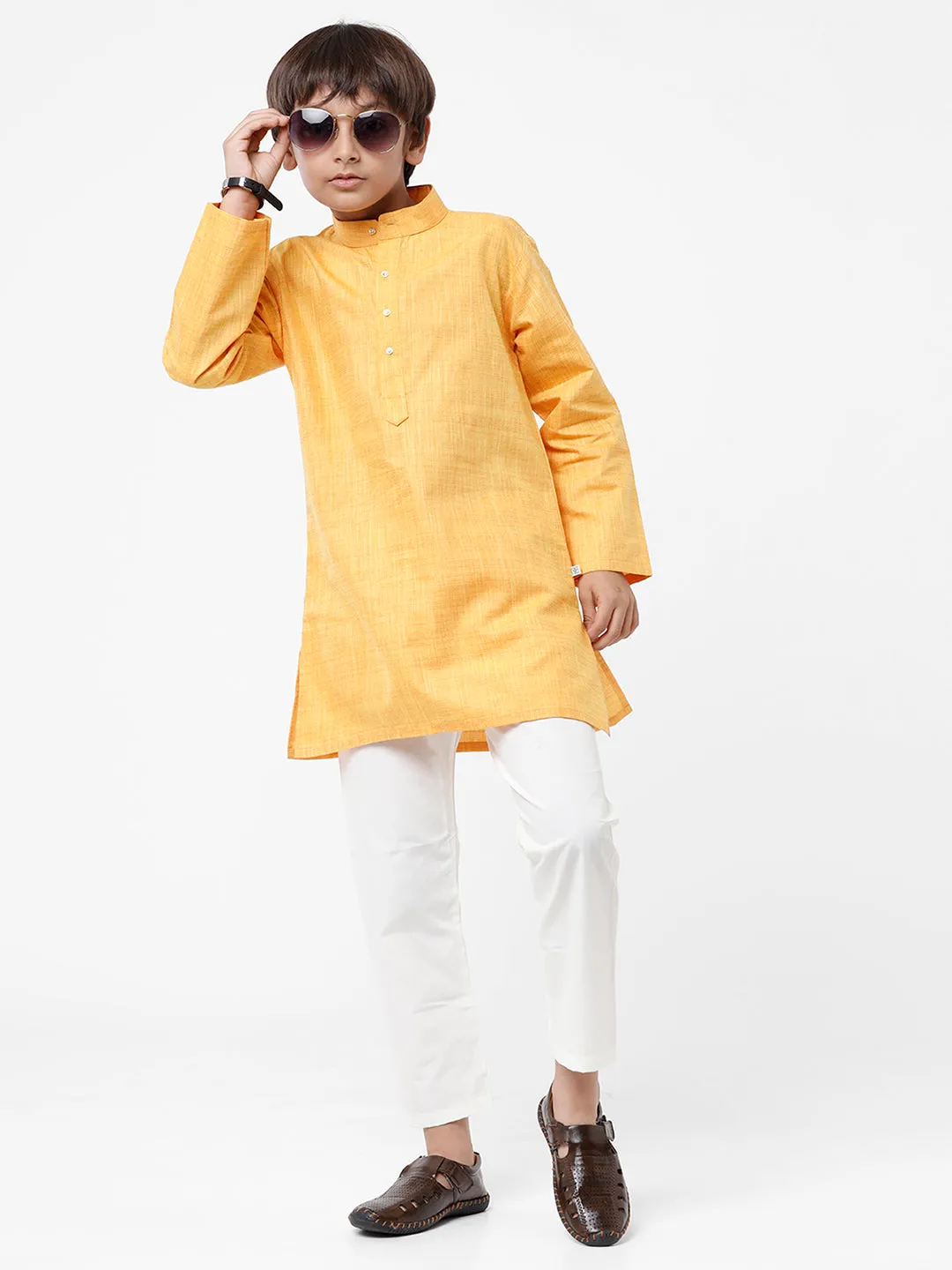 Boys Kurta Pyjama Set Golden Yellow