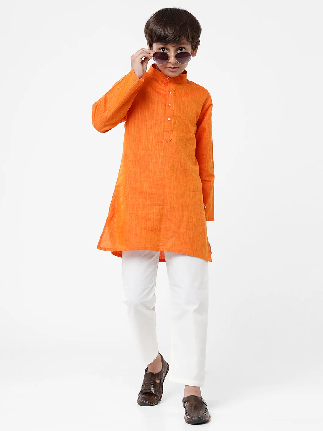 Boys Kurta Pyjama Set Orange