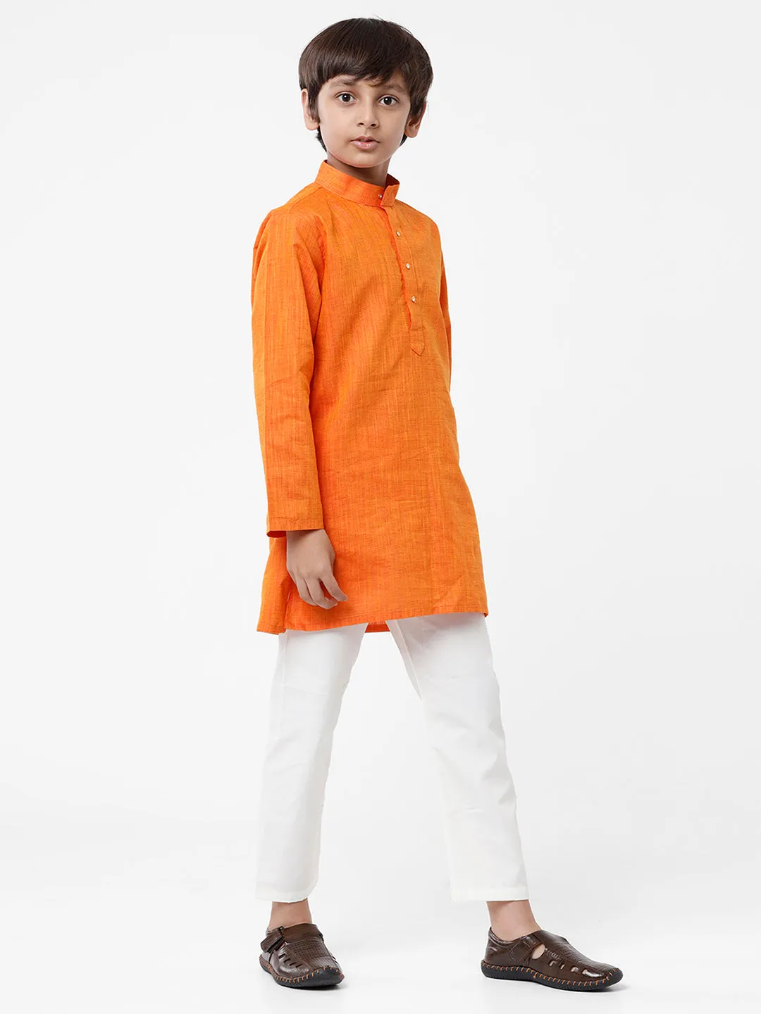 Boys Kurta Pyjama Set Orange