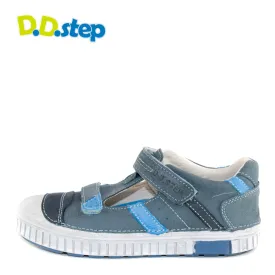 D.D. Step big kid double strap boy sandals/open shoes blue with blue stripe size US 13-4