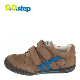 D.D. Step little kid boy shoes brown with blue stripe size US 8.5-12