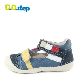 D.D. Step toddler double strap boy sandals/open shoes blue with colourful details size US 4-8