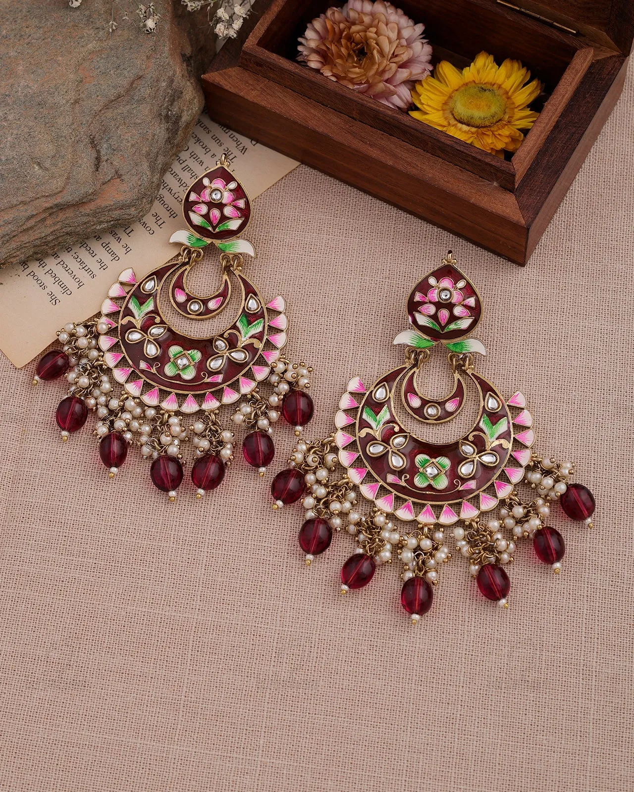 Dua Kundan Chandbali Earrings - RANG