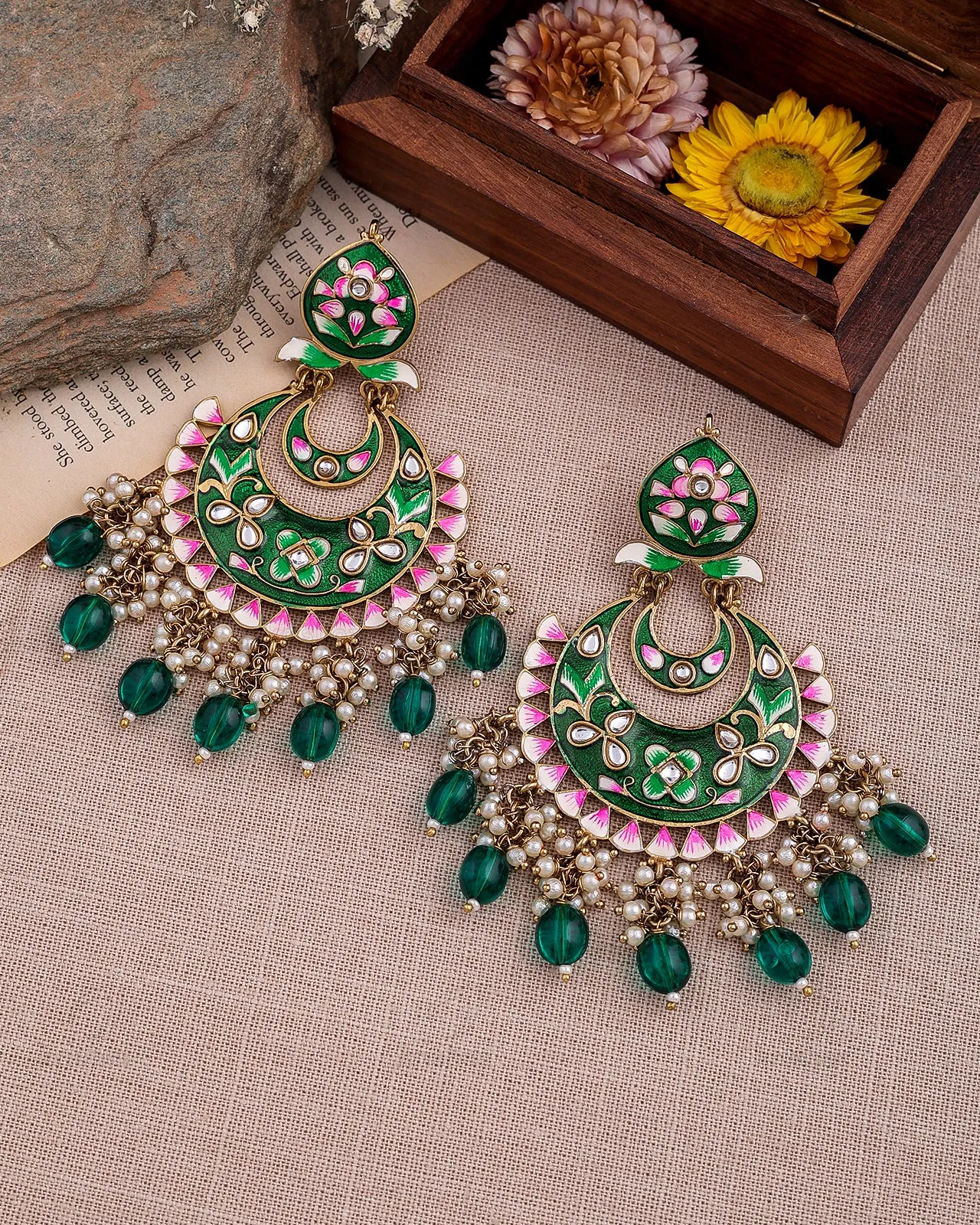 Dua Kundan Chandbali Earrings - RANG