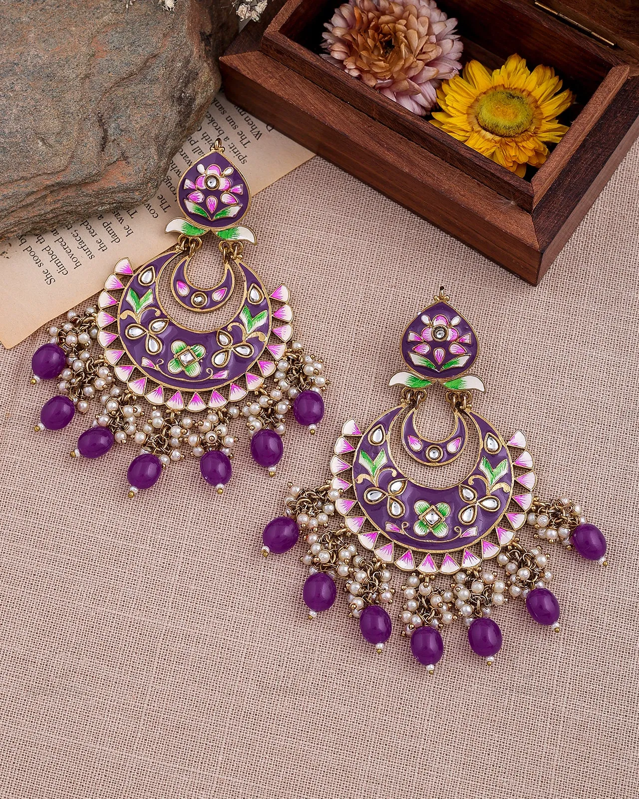 Dua Kundan Chandbali Earrings - RANG