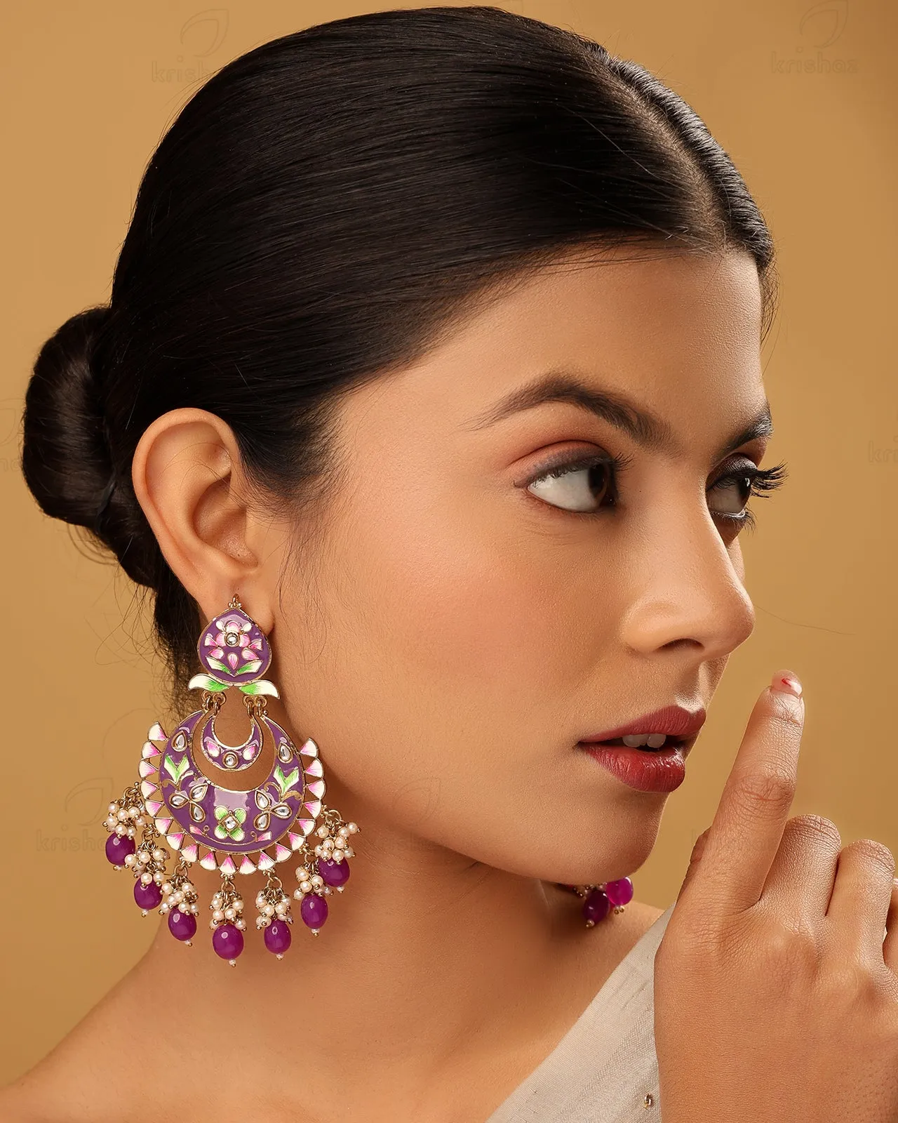 Dua Kundan Chandbali Earrings - RANG