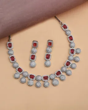 Helena Rhodium Plated Cz Necklace