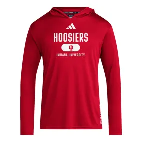 Indiana Hoosiers Adidas Training Hooded Long Sleeve Crimson T-Shirt