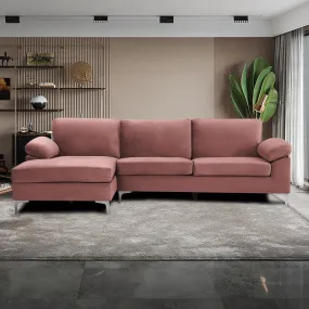 Inox Modern Suede Sectional Sofa