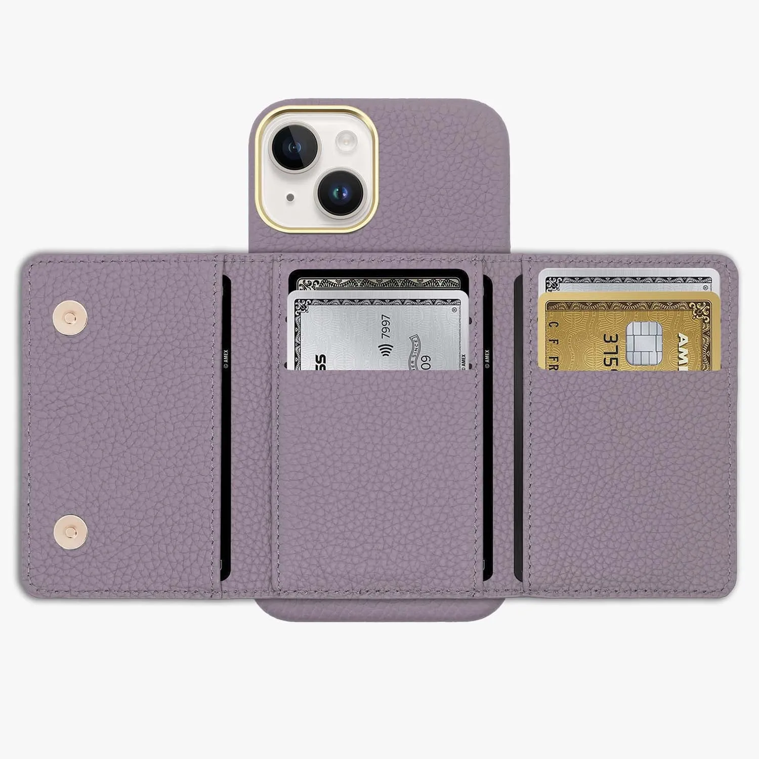 iPhone 16 Plus Leather Case with MagSafe Trifold Wallet Set