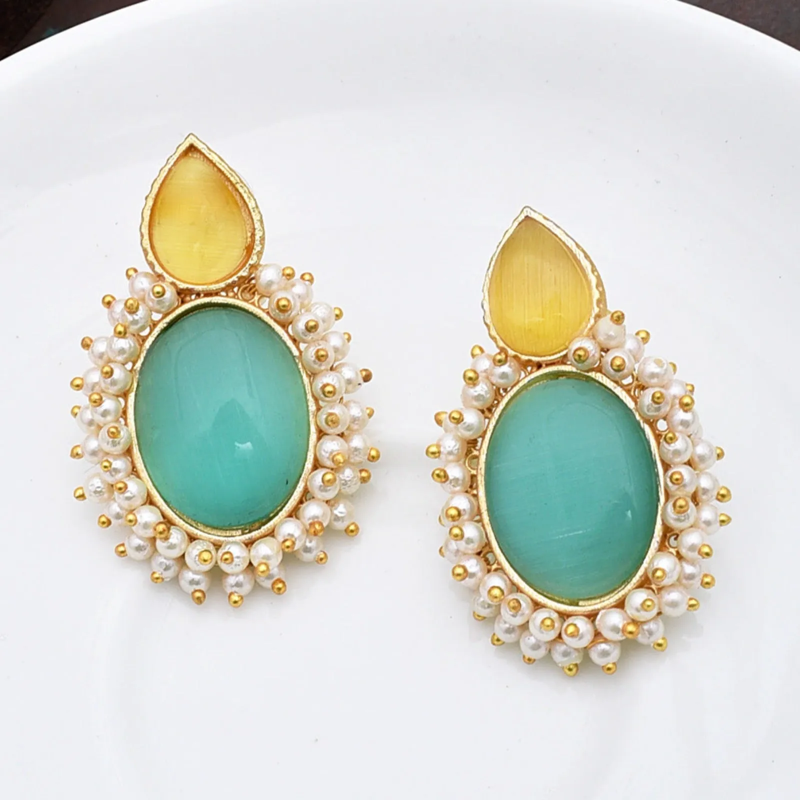 Radhika Ethnic Matte Gold Stud