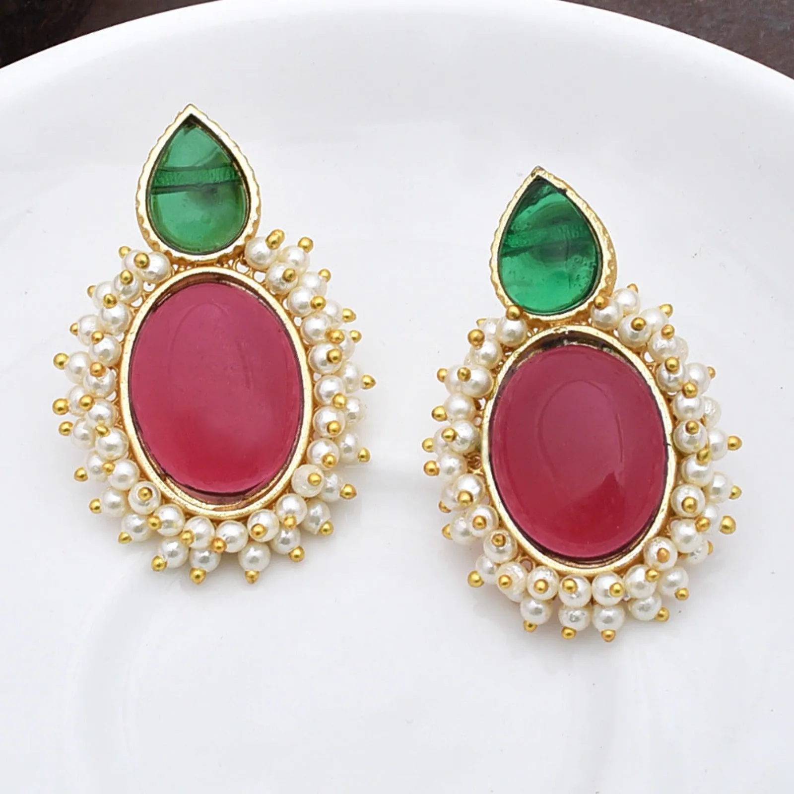 Radhika Ethnic Matte Gold Stud