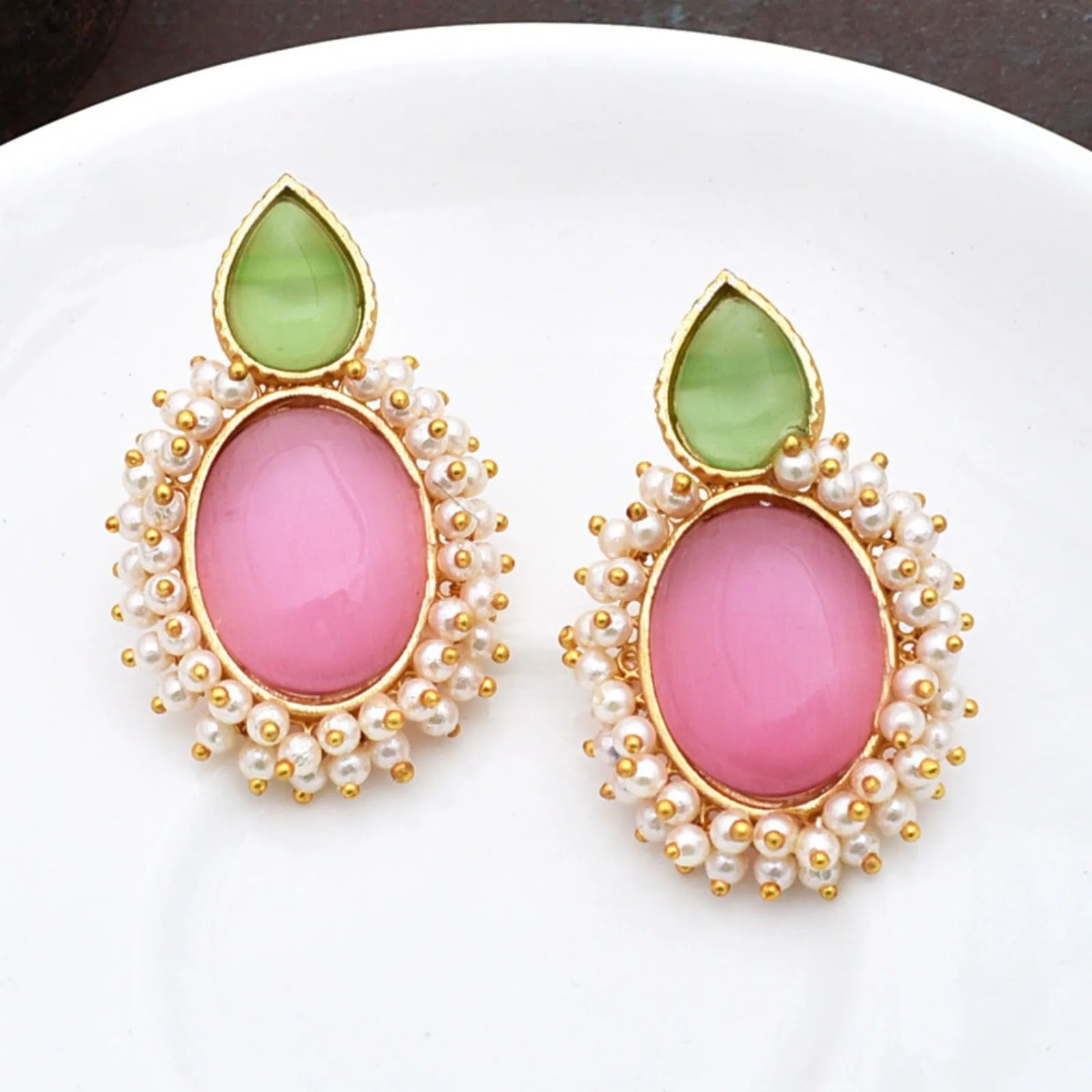 Radhika Ethnic Matte Gold Stud