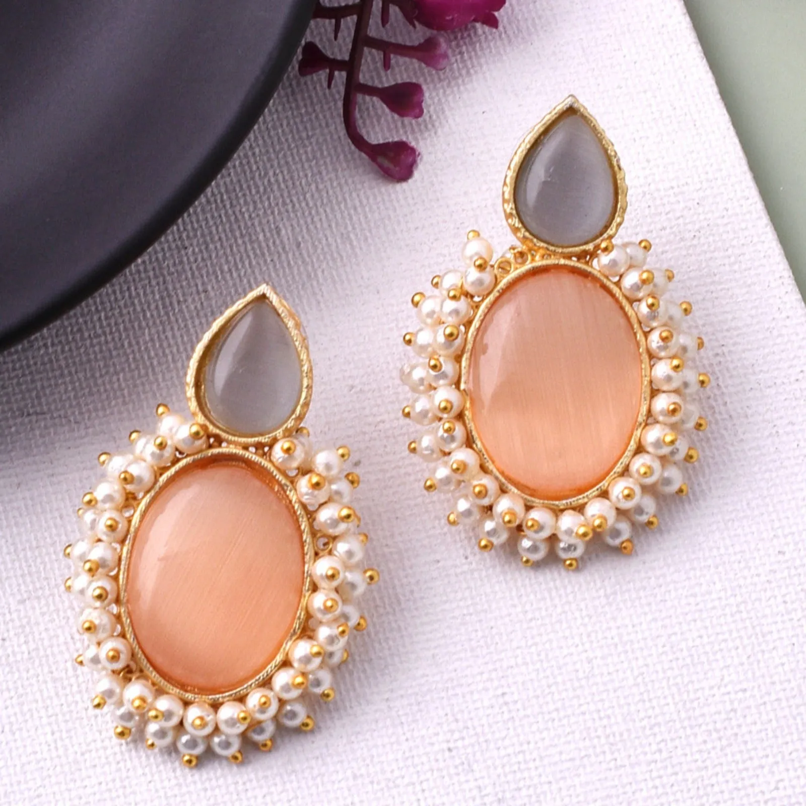 Radhika Ethnic Matte Gold Stud