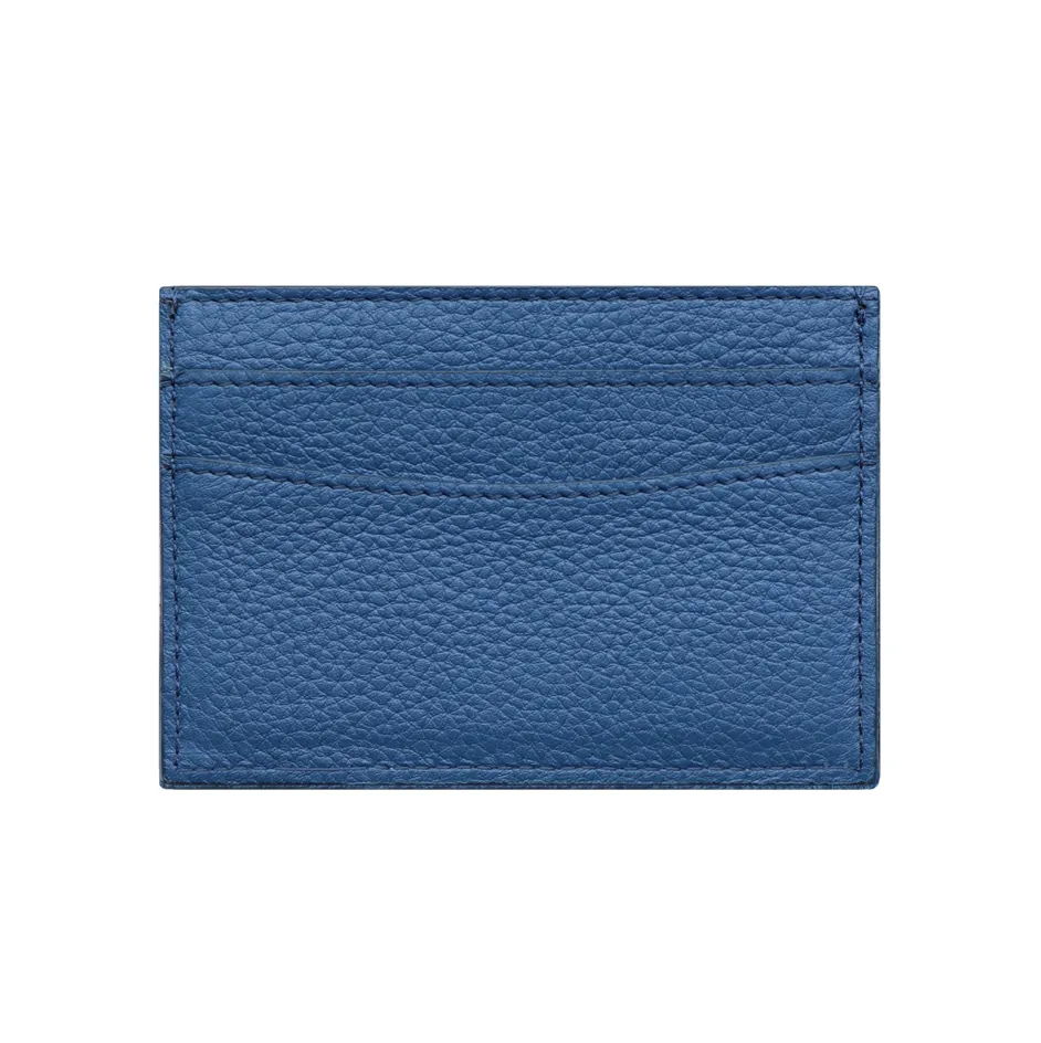 Slate Blue Pebbled Leather Classic Card Holder