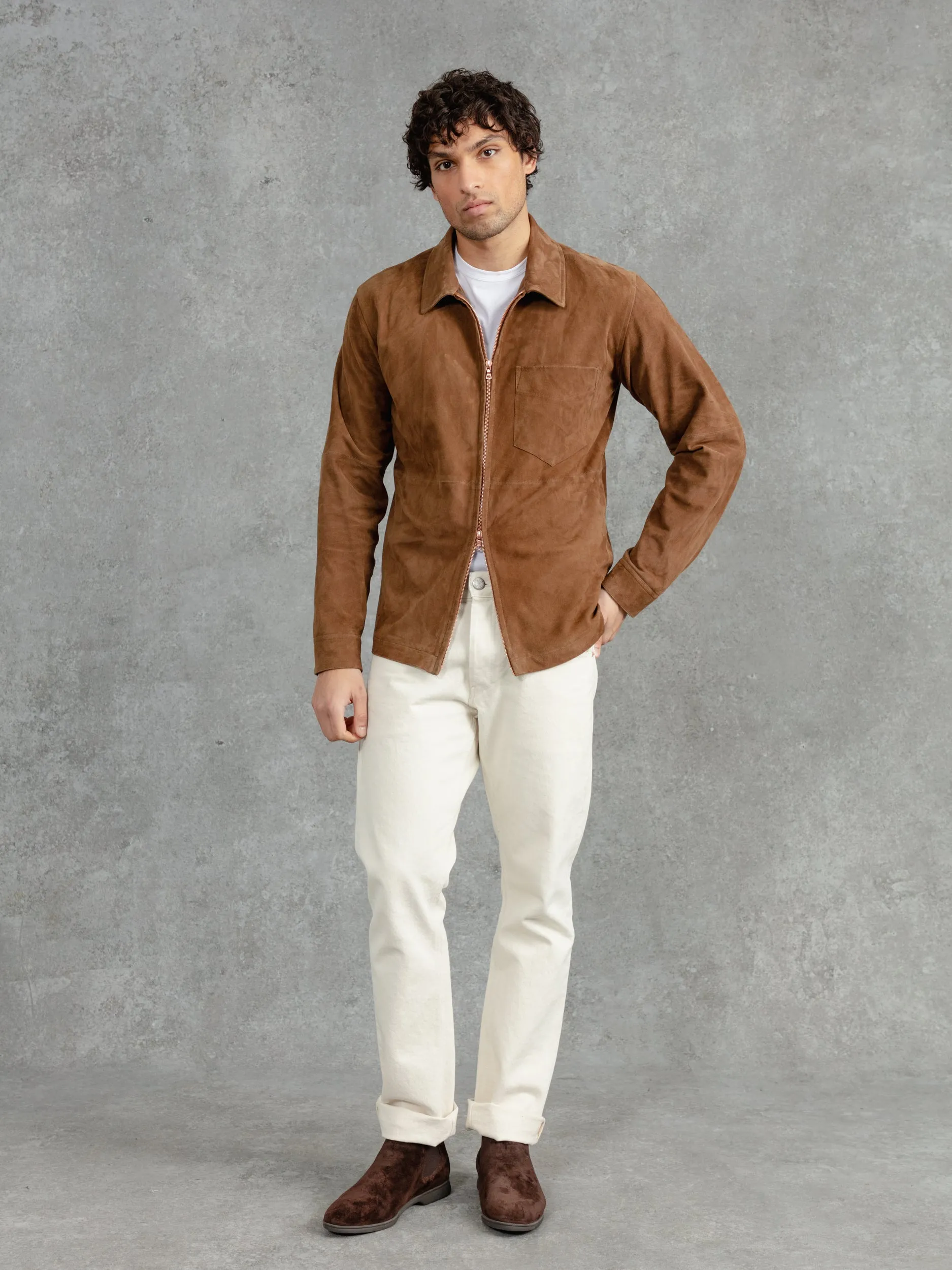 The Suede Panelled Overshirt