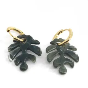 Tropical Palm Huggie Earrings