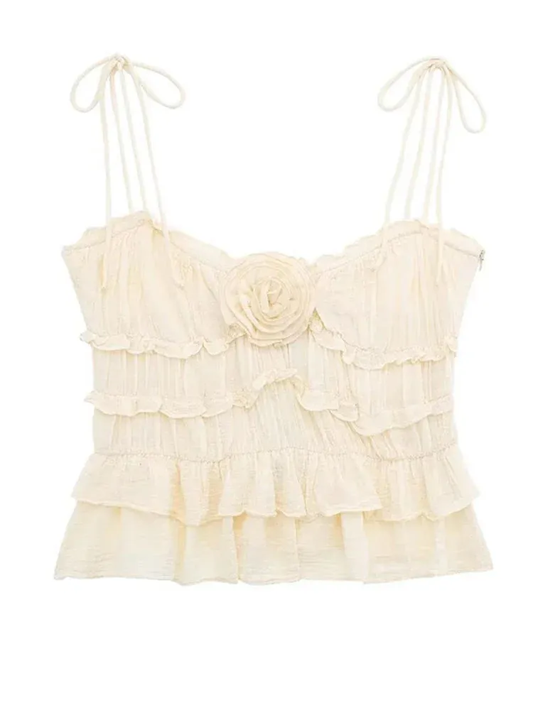 Xiomara - Ruffled top with rose detail